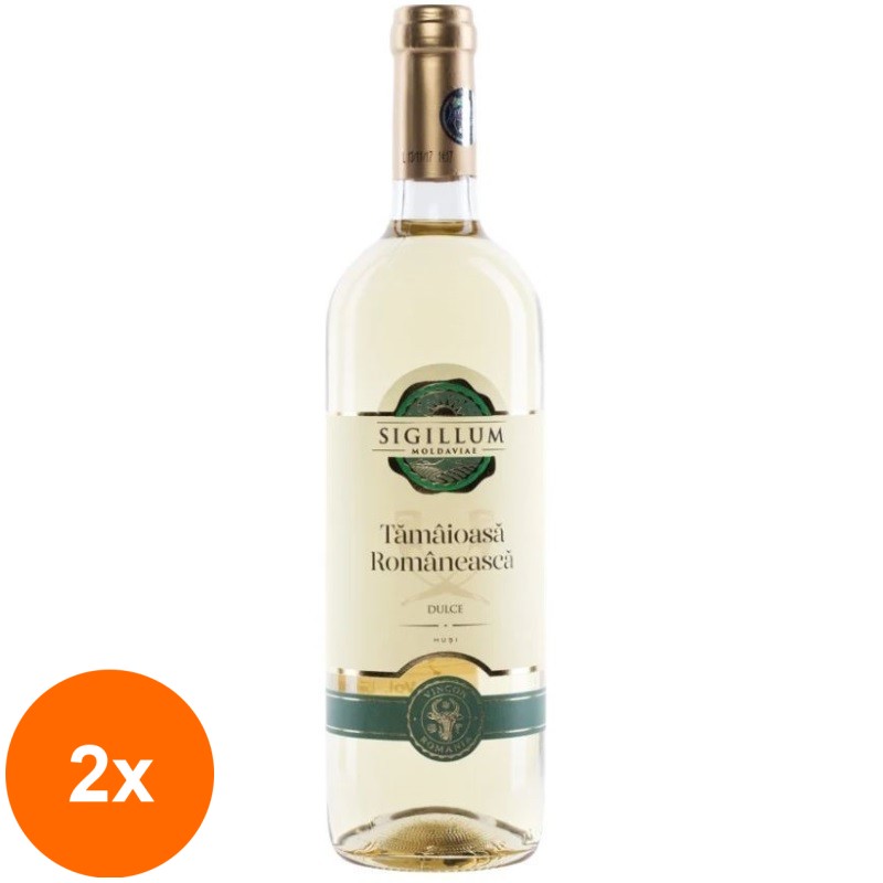 Set 2 x Vin Sigillum Moldaviae, Tamaioasa Romaneasca, Alb Dulce, 0.75 l