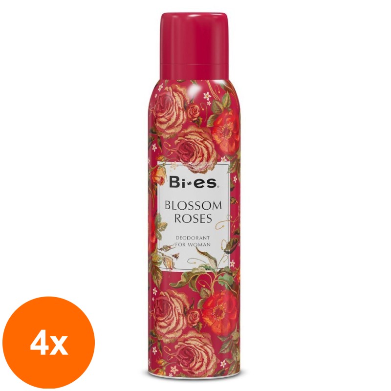 Set 4 x Deodorant Spray Bi-es Blossom Rose, Trandafiri, 150 ml
