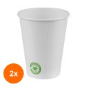 Set 2 x 50 Pahare Biodegradabile Compostabile Carton Bio Albe, 360 ml