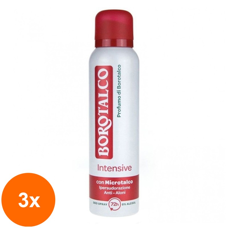 Set 3 x Deodorant Spray Borotalco Intensive, 150 ml
