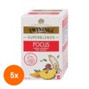 Set 5 x Ceai Twinings Superblends Focus, 18 Plicuri x 2 g
