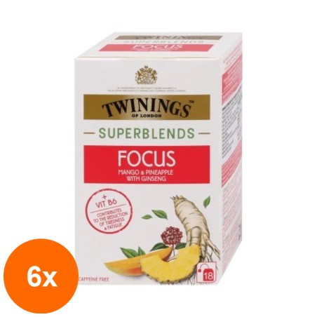 Set 6 x Ceai Twinings Superblends Focus, 18 Plicuri x 2 g...