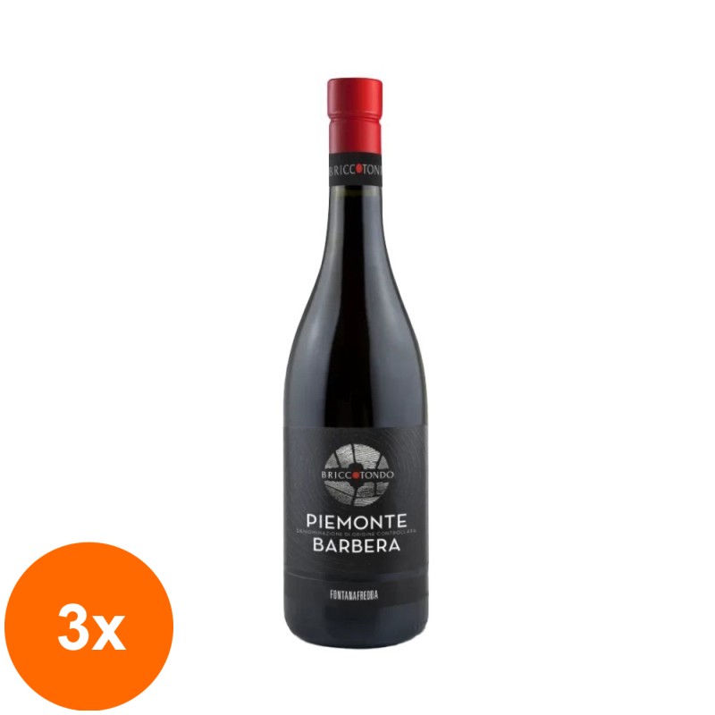 Set 3 x Vin Fontanafredda Briccotondo Piemonte DOC Barbera, Rosu, 0.75 l
