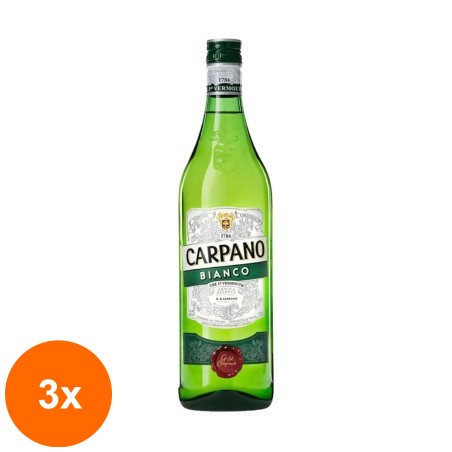 Set 3 x Vermut Branca Carpano Bianco, 14.9% Alcool, Alb, 1 l...