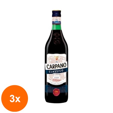 Set 3 x Vermut Branca Carpano Classico, 16% Alcool, Rosu, 1 l...