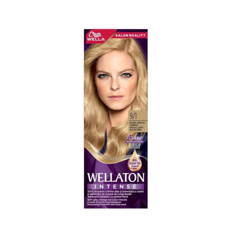 Vopsea de Par Permanenta Wella Wellaton 9/1 Blond Cenusiu Luminos, 110 ml