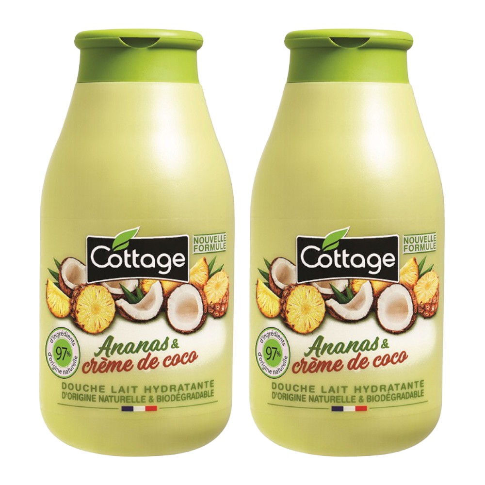 Set 2 x Gel de Dus si Lapte de Baie Cottage cu Ananas si Cocos, 250 ml