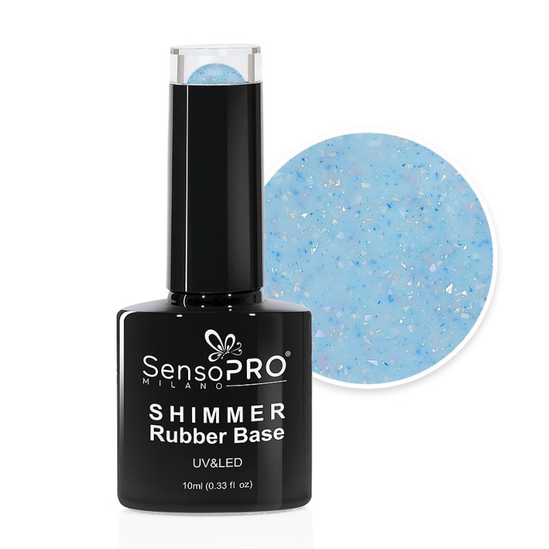 Shimmer Rubber Base SensoPRO Milano, 50 Azure Confetti, 10 ml