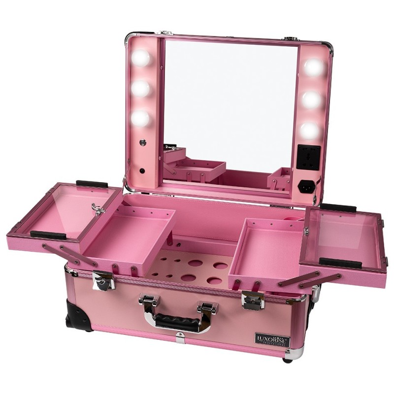 Statie Makeup Portabila Profesionala Cu Lumini, Pink Delight, Luxorise