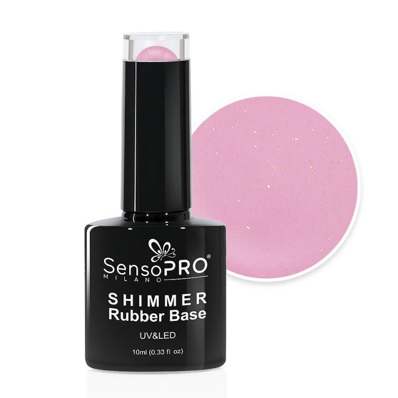 Shimmer Rubber Base SensoPRO Milano, 21 Glimmer Pink, 10 ml