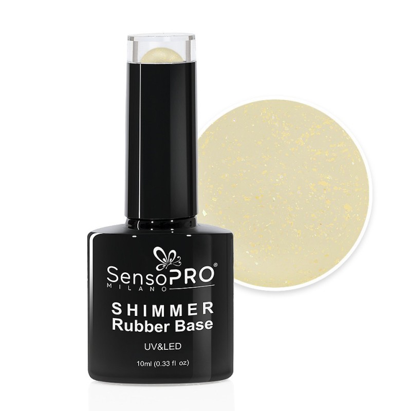 Shimmer Rubber Base SensoPRO Milano, 28 Pearly Golden, 10 ml