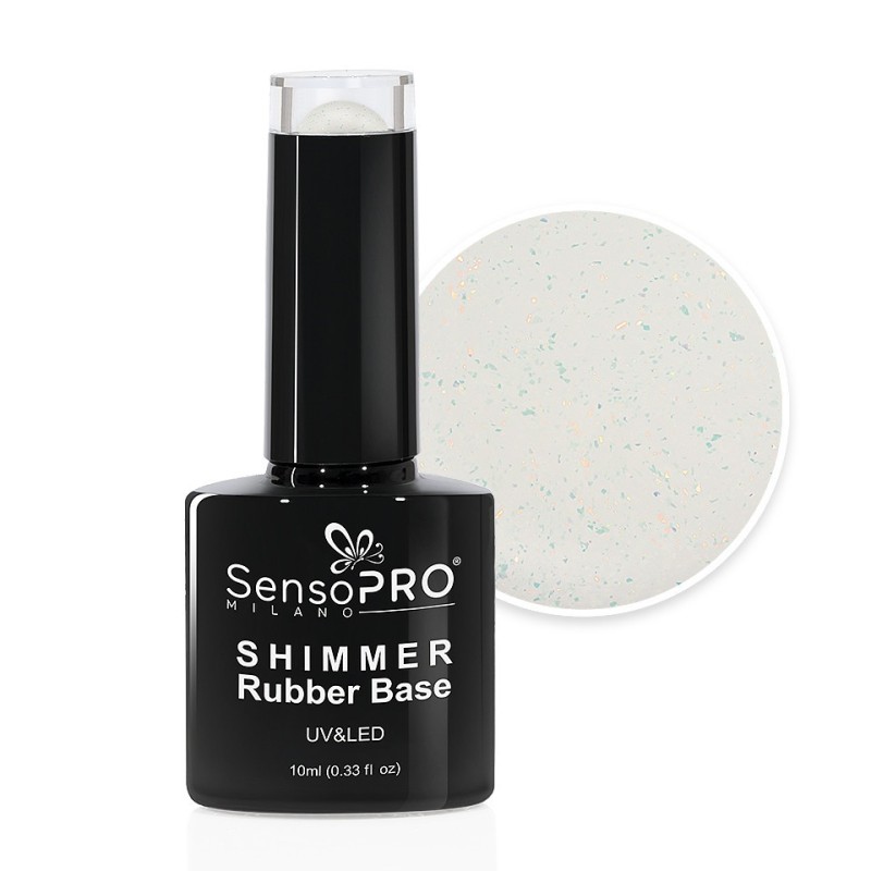 Shimmer Rubber Base SensoPRO Milano, 17 Glimmer Prosecco, 10 ml
