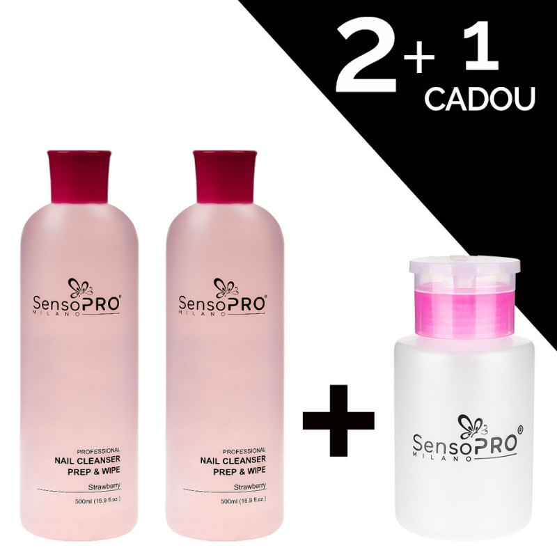 Set Cleanser Unghii Strawberry 1000 ml + Cadou Dozator SensoPRO Milano