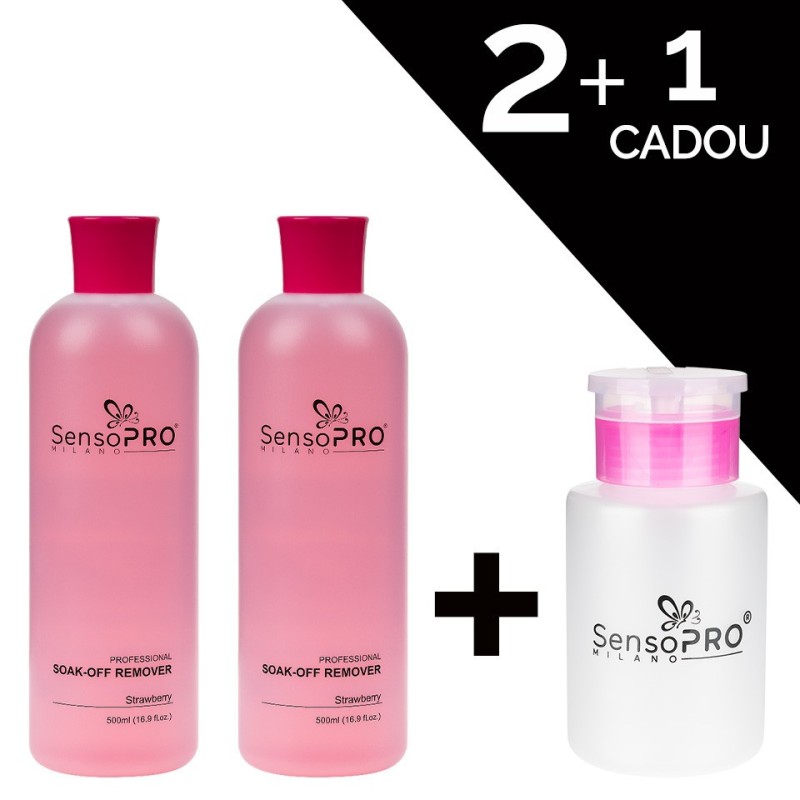 Set Soak-Off Remover Strawberry 1000 ml + Cadou Dozator SensoPRO Milano
