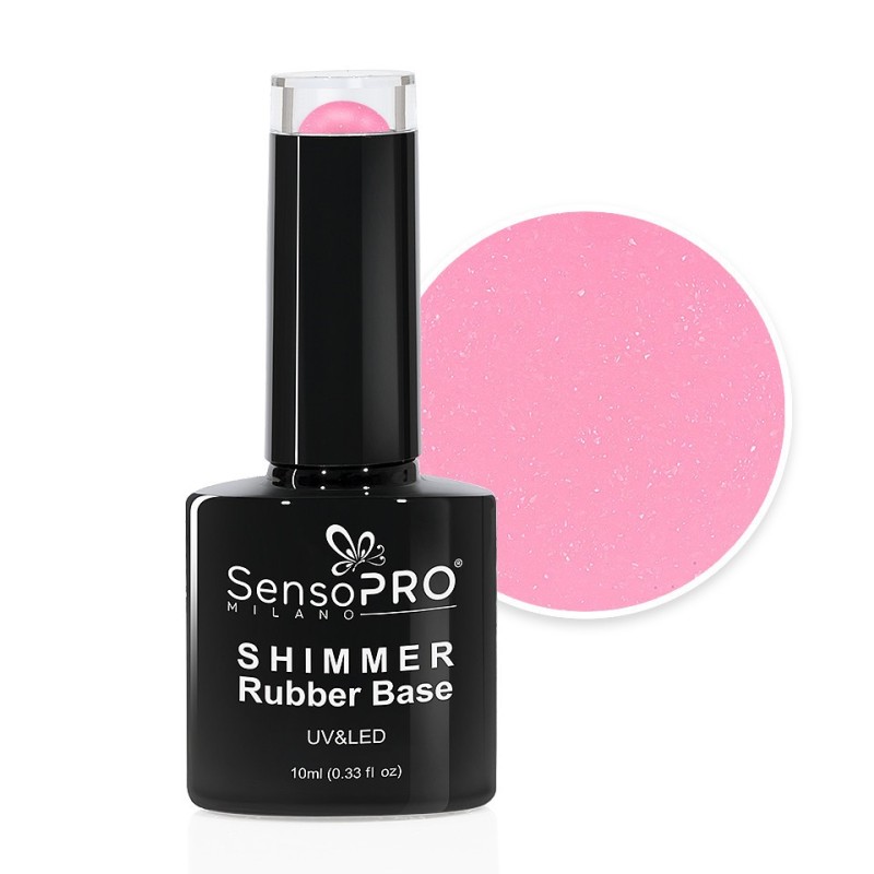 Shimmer Rubber Base SensoPRO Milano, 61 Pink Paradise, 10 ml