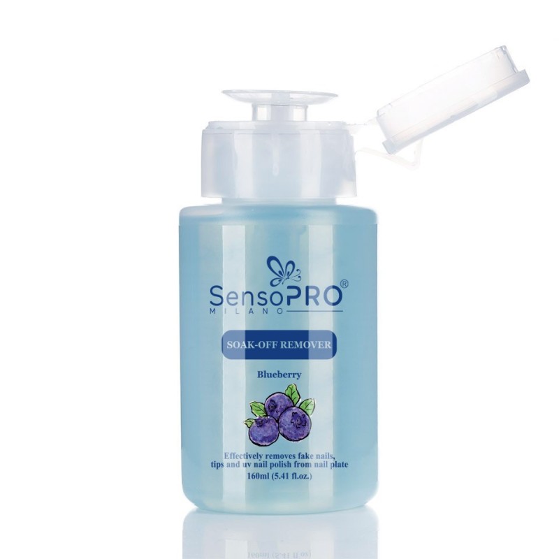 Soak Off Remover SensoPRO Milano Blueberry, Indepartare Gel, Oja Semipermanenta, Tipsuri, 160 ml