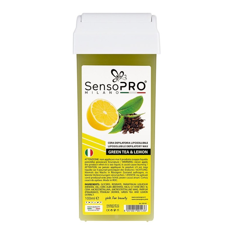 Ceara Epilat Unica Folosinta, SensoPRO Milano, Rezerva Green Tea si Lemon, 100 ml