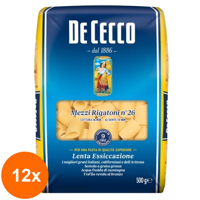 Set 12 x Paste Rigatoni De Cecco 500 g