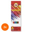 Set 2 x Creioane Colorate fara Lemn, Progresso, 6 Culori