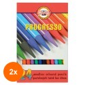 Set 2 x Creioane Colorate fara Lemn, Progresso, 24 Culori