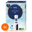 Set 2 x Caseta Cadou Femei, Nivea Soft Clear, Crema Soft si Deodorant Spray Black & White Clear