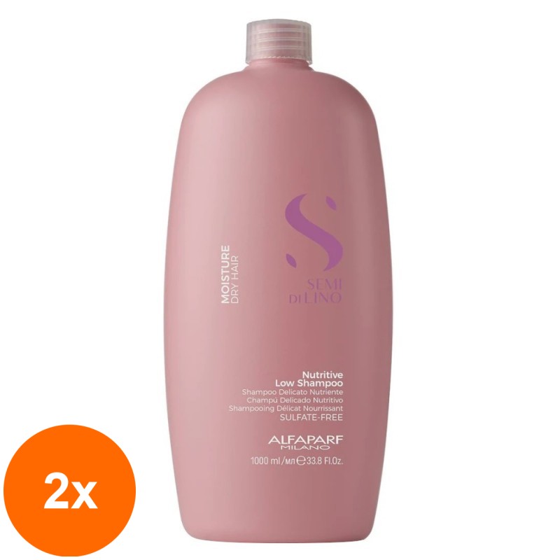 Set 2 x Sampon pentru Hidratare Alfaparf Semi di Lino Moisture Nutritive Shampoo, fara Sulfati 1000 ml