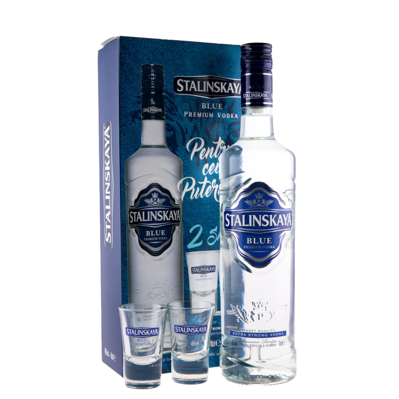 Vodka Stalinskaya Blue, 45%, 0.7 l cu Doua Pahare