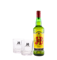 Whisky J&B Rare, Blended 40%, 0.7 l + 2 Pahare