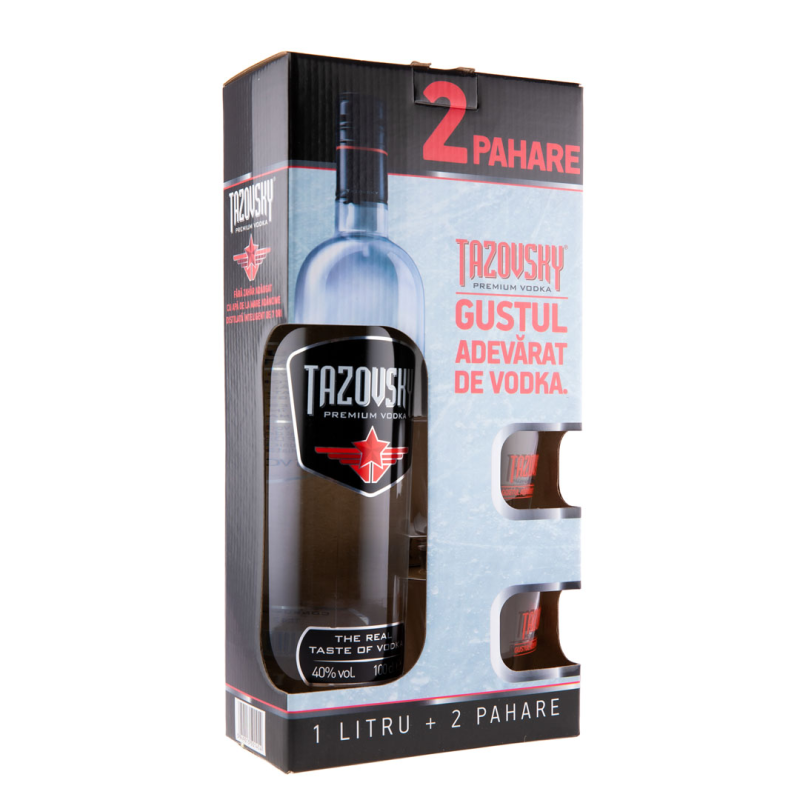 Vodka Tazovsky 40%, 1 l + 2 Pahare