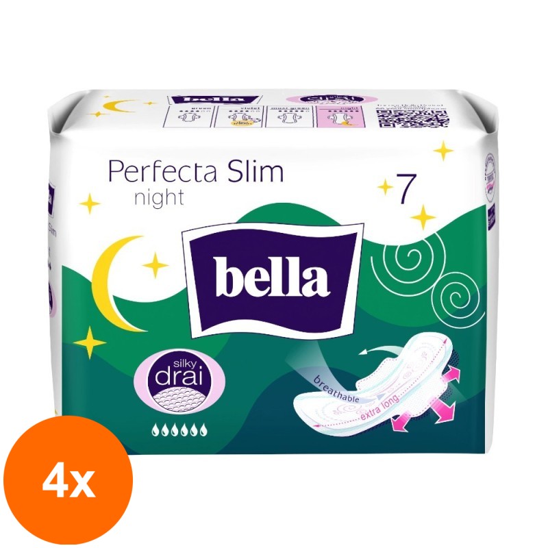 Set 4 x 7 Absorbante Bella Perfecta Slim Night Silky Drai