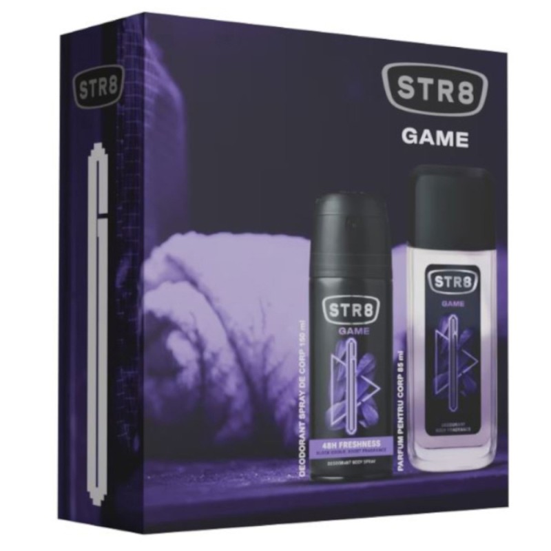 Set Cadou STR8 Game Parfum pentru Corp, 85 ml si Deodorant Spray pentru Corp, 150 ml