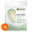 Set 3 x Masca Servetel Garnier Skin Naturals Nutri Bomb, cu Lapte de Migdale si Acid Hialuronic, pentru Ten Uscat, 28 g