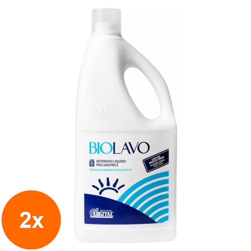 Set 2 x Detergent Lichid pentru Masina de Spalat Rufe Biolavo Argital, 2 l