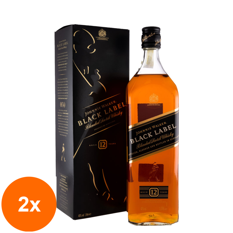 Set 2 x Whisky Johnnie Walker Black Label, 43%, 1 l