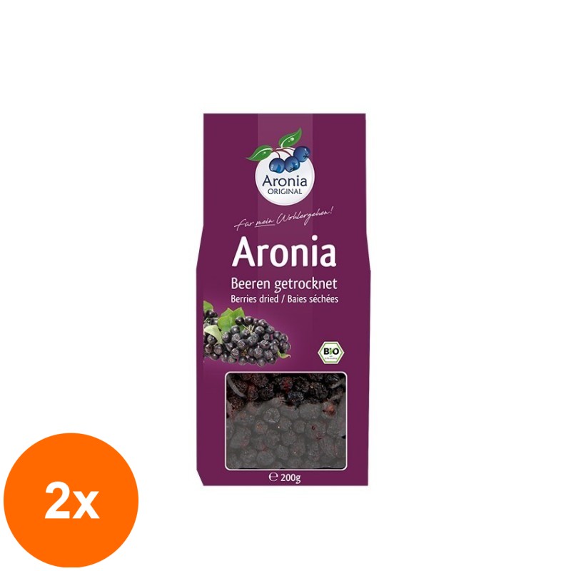 Set 2 x Fructe BIO de Aronia Uscate, 200 g, Aronia Original
