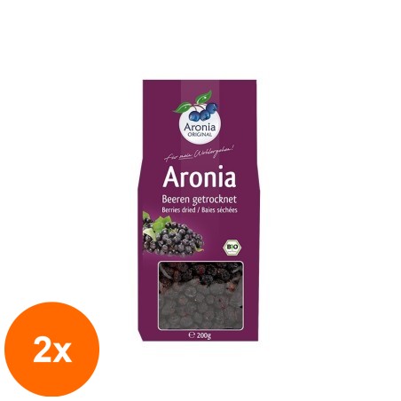 Set 2 x Fructe BIO de Aronia Uscate, 200 g, Aronia Original...