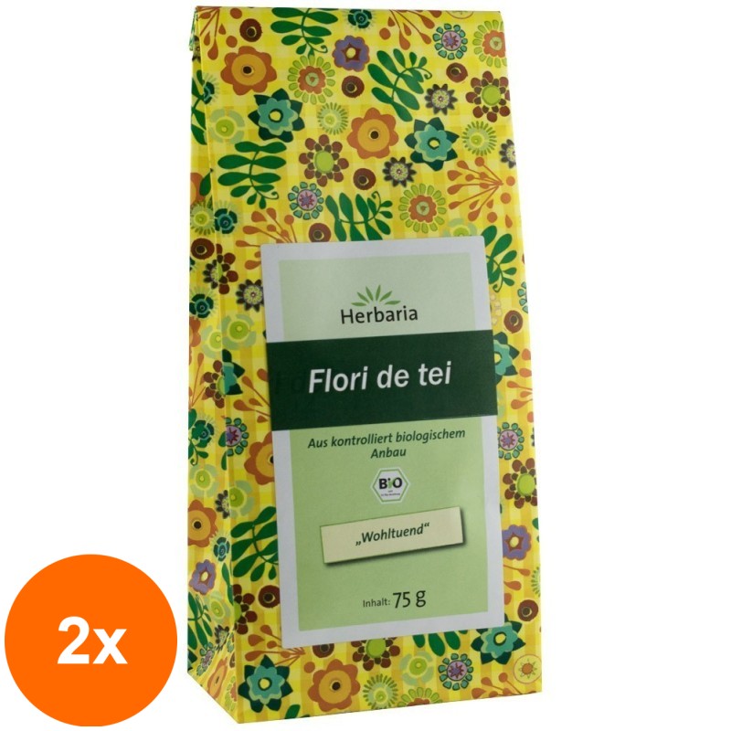 Set 2 x Ceai Bio Flori de Tei, 75 g Herbaria