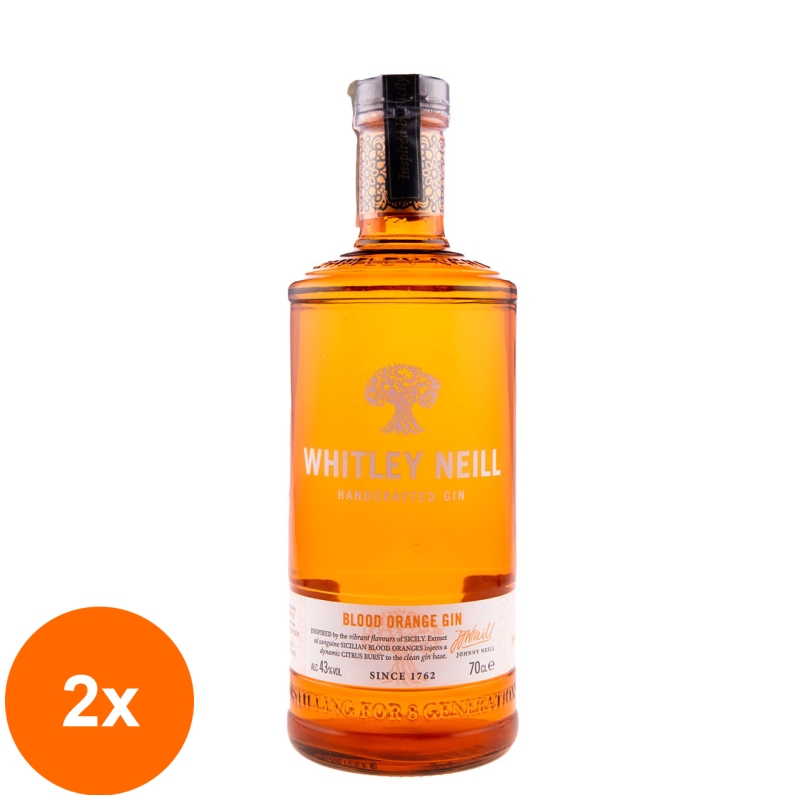 Set 2 x Gin Whitley Neill cu Portocale Rosii, 43%, 0.7 l