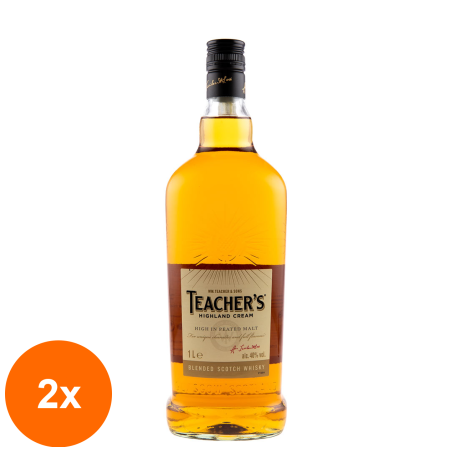 Set 2 x Whisky Teacher's, Blended 40%, 1 l...