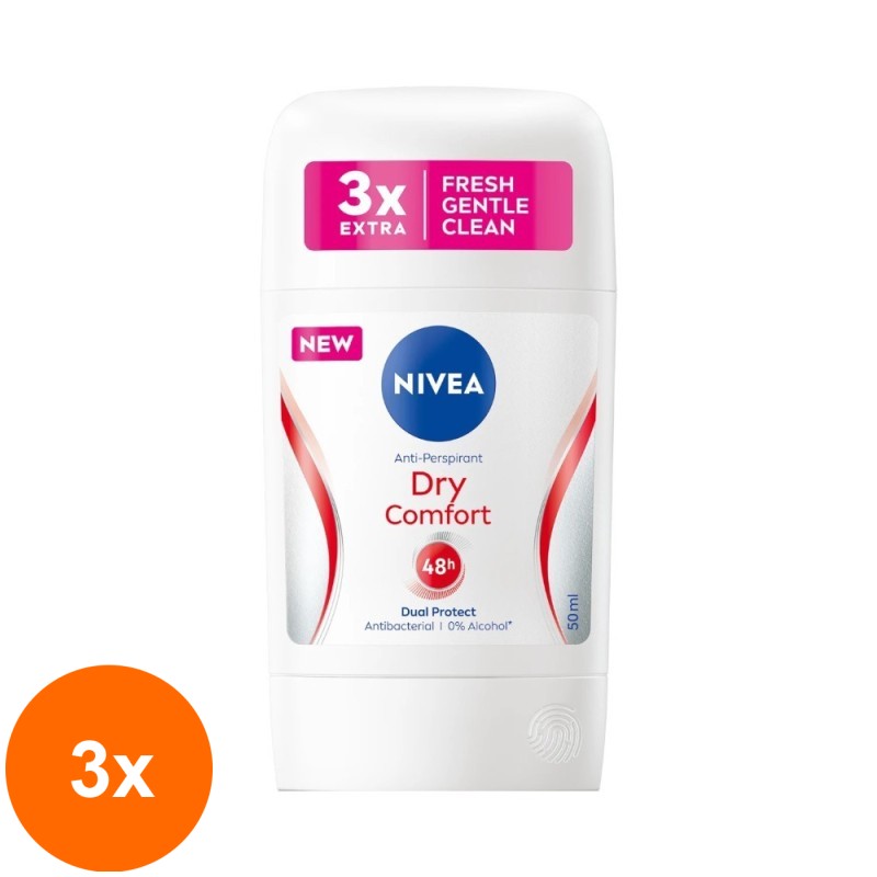 Set 3 x Deodorant Stick pentru Femei, Nivea Dry Comfort, 50 ml