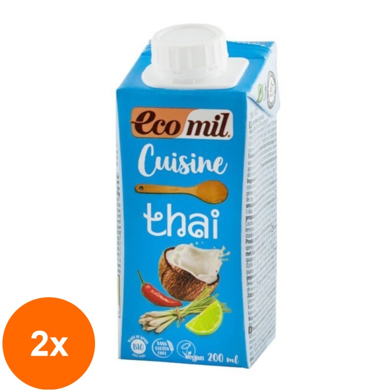 Set 2 x Crema Vegetala pentru Gatit Thai Bio Ecomil 200 ml