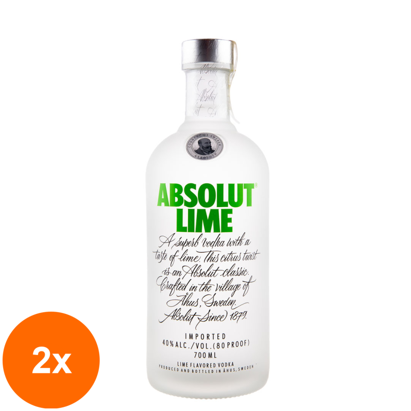 Set 2 x Vodka Lime Absolut, 40%, 0.7 l