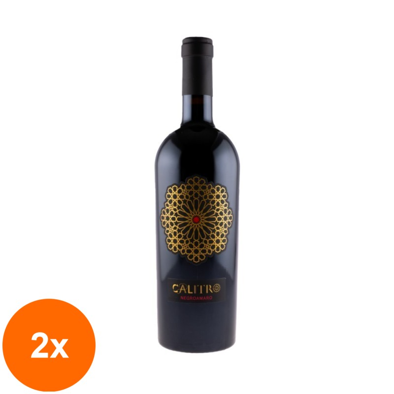Set 2 x Vin Calitro Negroamaro, Rosu Sec, 0.75 l