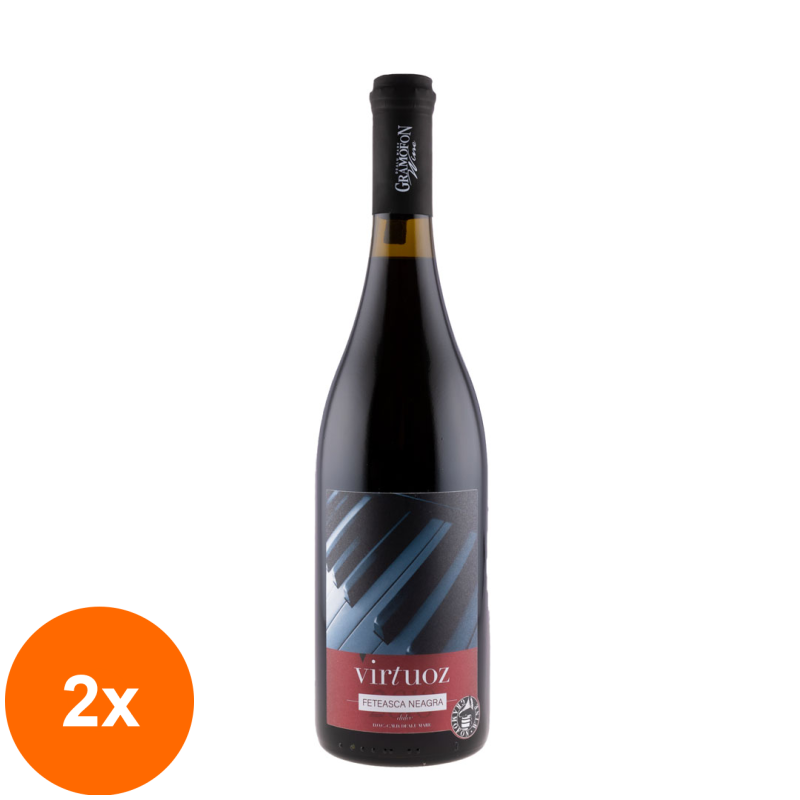 Set 2 x Vin Virtuoz Feteasca Neagra Gramofon Wine, Rosu Dulce, 0.75 l