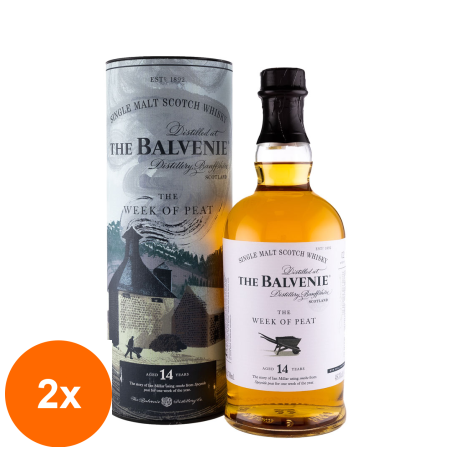 Sæt 2 x Whisky Balvenie Ugen Med Tørv, 14 År, 48,3%, 0,7 l...