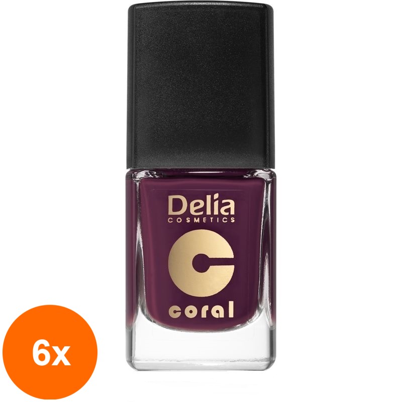 Set 6 x Lac Unghii Coral 525 Get Lucky, Delia Cosmetics, 11 ml