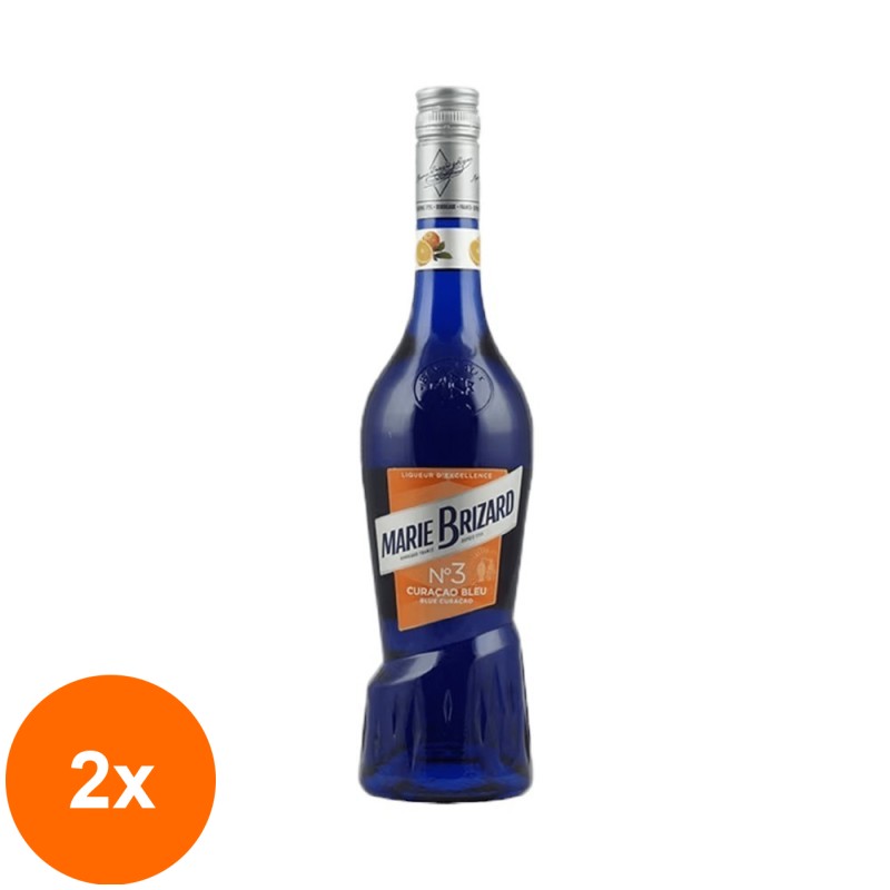 Set 2 x Lichior Marie Brizard Curacao Bleu, 25 % Alcool, 0.7 l