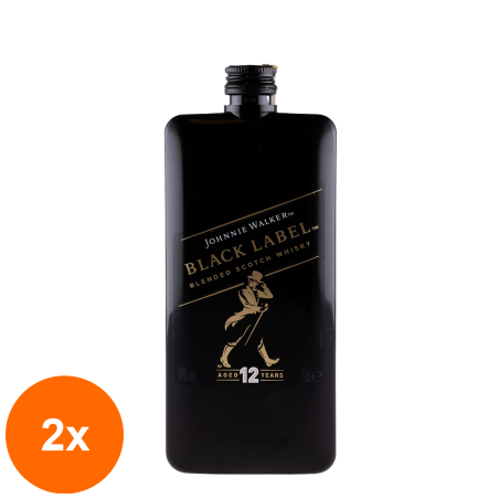 Set 2 x Whisky Johnnie Walker Black Pocket 12 Ani, 40%, 0.2 l...