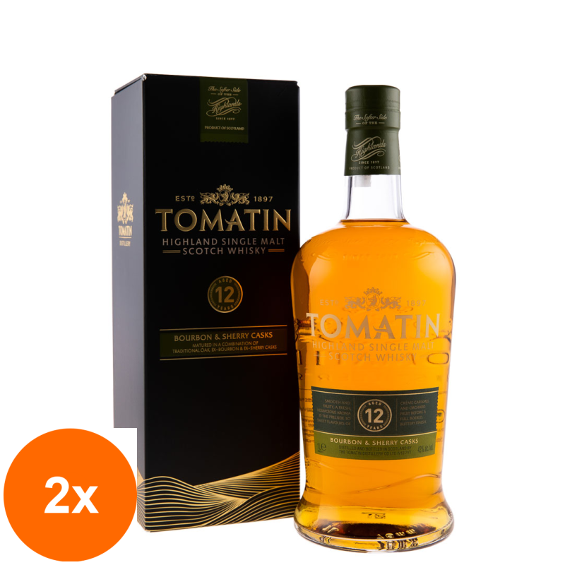 Set 2 x Whisky Tomatin 12 Ani, Bourbon, 43%, 1 l