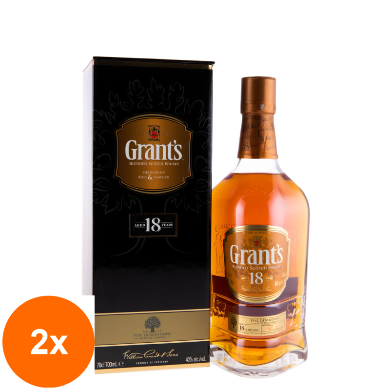 Set 2 x Whisky Grant's 18 Ani, 40%, 0.7 l
